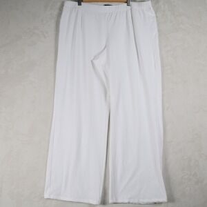 Eileen Fisher Woman White Wide Leg Stretch Pants Viscose Blend R3TK